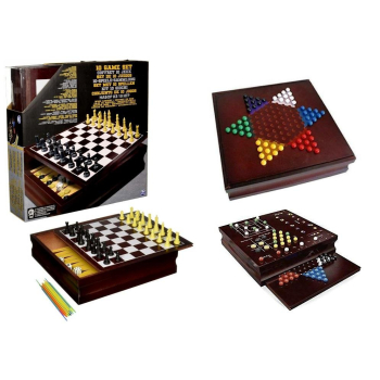 Zestaw 10 gier w drewnianej szkatule